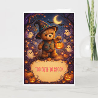 carte Halloween avec un ours en peluche mignon