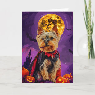 Carte Halloween Biewer Terrier Chien Citrouilles Épouvan