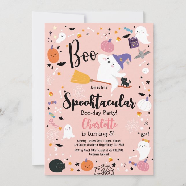 Carte Halloween Boo Little Ghost Girl Anniversaire (Devant)