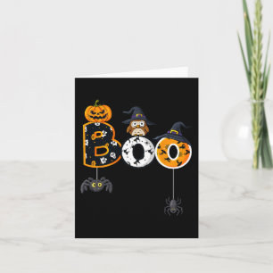 Carte Halloween Boo Owl Avec Sorcière Casquette Araignée