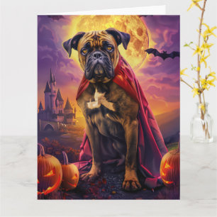 Carte Halloween Bullmastiff Vampire Citrouilles effroi