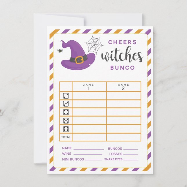 Carte Halloween Bunco Cheers Sorcières 2 tours (Devant)
