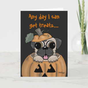 Carte Halloween-Carlin heureux dans la lanterne de Jack
