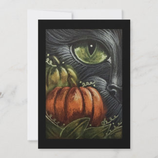 Carte Halloween Chat Noir avec Citrouilles