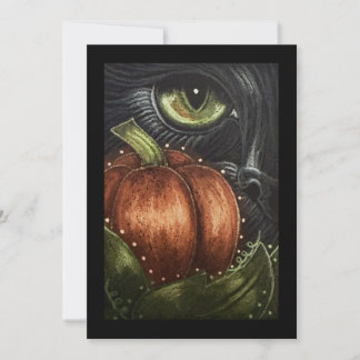 Carte Halloween Chat Noir avec une Citrouille