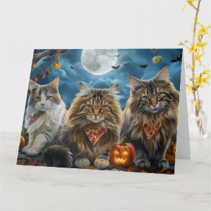 Carte Halloween chats de Sibérie Éffrayant