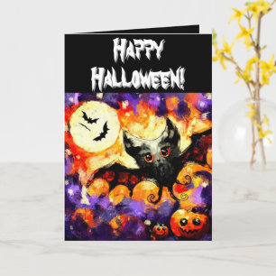Carte Halloween chauve-souris et Jack-O-lanternes Person