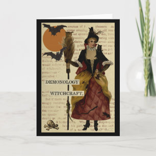 Carte Halloween Chauve-souris Lune Chouette Crâne