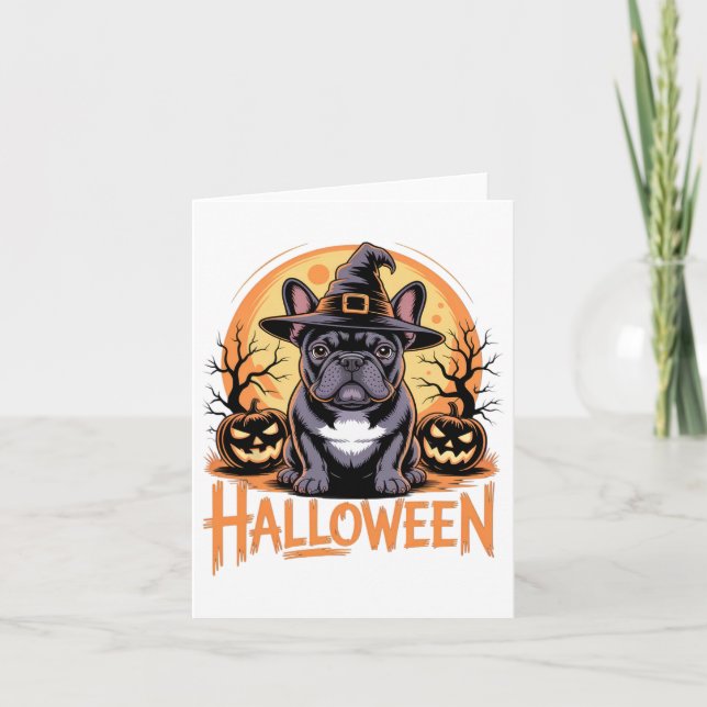 Carte Halloween Chien De Chien À Balle Avec Casquette De (Devant)