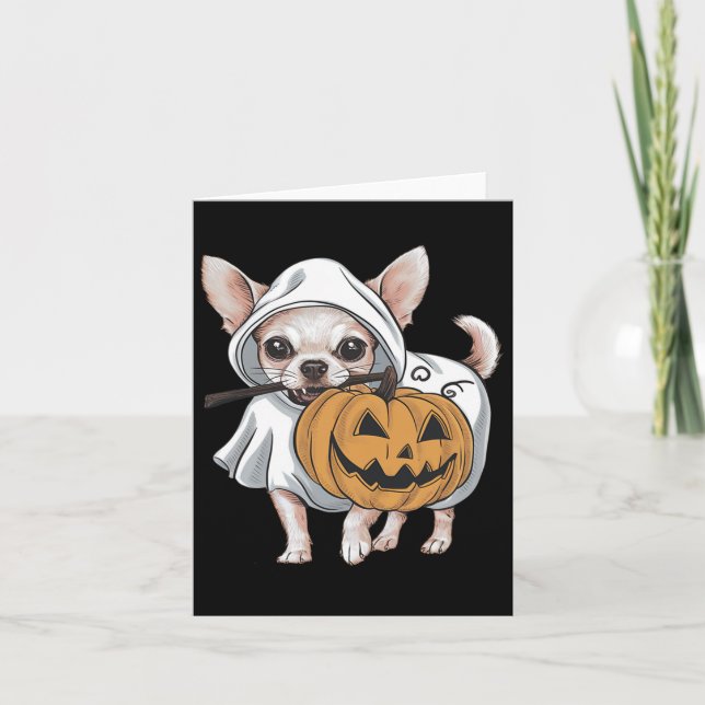 Carte Halloween Chihuahua Ghost Dog (Devant)