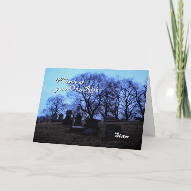 Carte Halloween - cimetière éffrayant, pour la soeur (Devant)