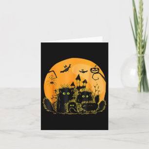 Carte Halloween Citrouille Chat Noir Lune