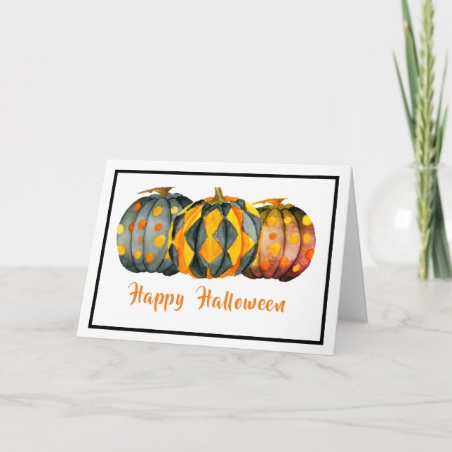 Carte Halloween Citrouille décoré personnalisable (Devant)