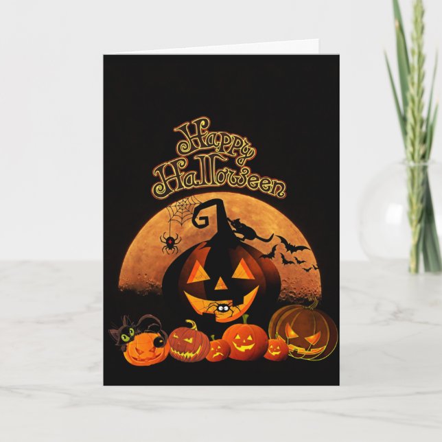 Carte Halloween Citrouille éffrayant (Devant)