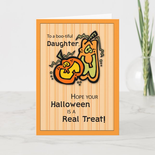 Carte Halloween Citrouille fille (Devant)