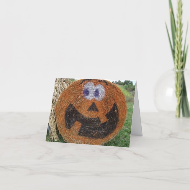 Carte Halloween Citrouille Hay Barrel (Devant)