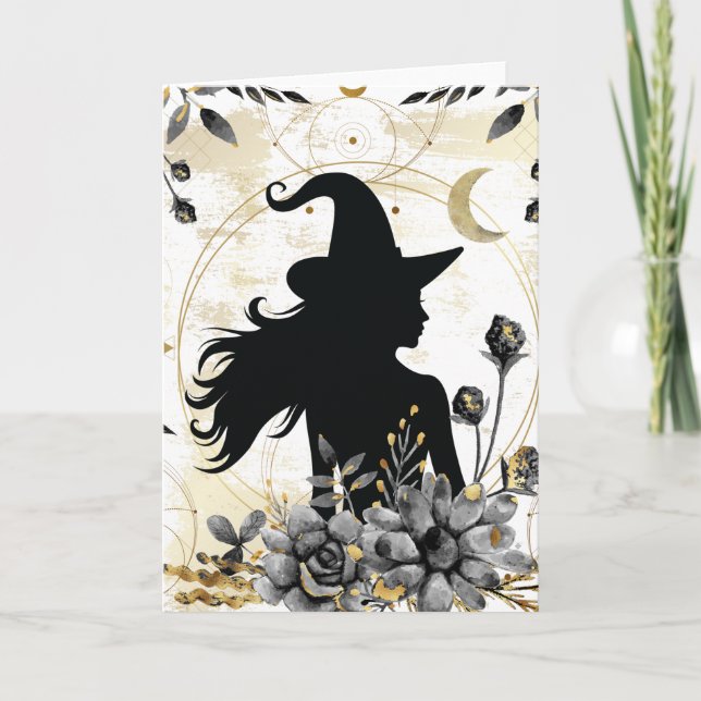 Carte Halloween contemporain moderne sorcière 3 (Devant)
