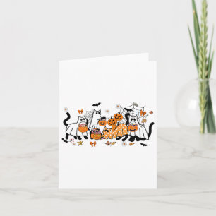 Carte Halloween Cute Black Chats Costume Fantôme Femmes