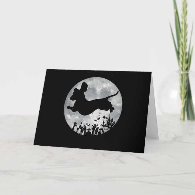 Carte Halloween Dachshund Et Lune (Devant)