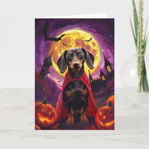 Carte Halloween Dachshund Vampire Citrouilles effroi