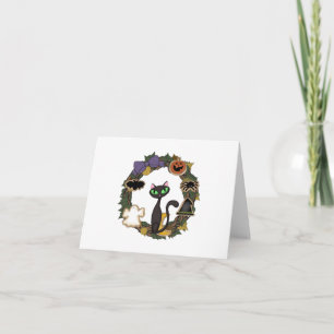 Carte Halloween de chat noir