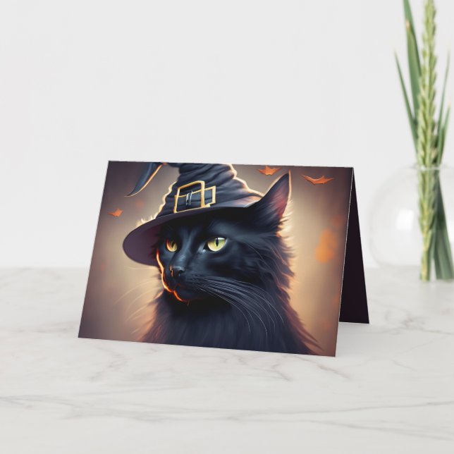 Carte Halloween de chat noir (Devant)