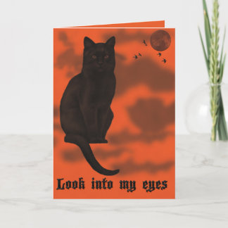 Carte Halloween de chat noir