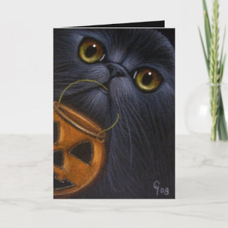 Carte Halloween de chat persan noir