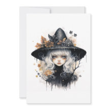 Carte Halloween de sorcière gothique