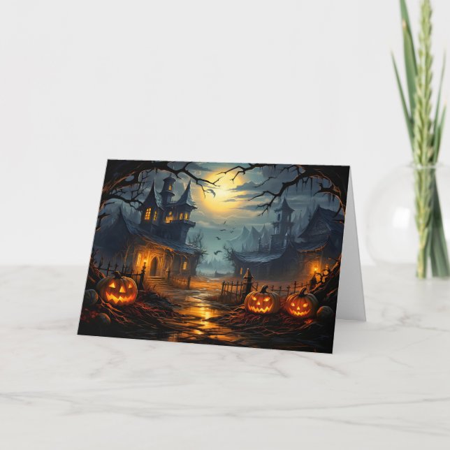 Carte Halloween déplaisant Haunted House (Devant)