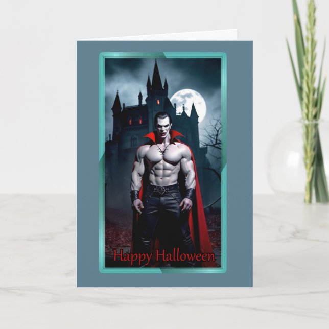 Carte Halloween Dracula Musclée (Devant)