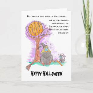 Carte Halloween drôle de sorcière