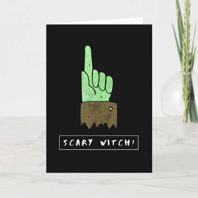 Carte Halloween drôle de sorcière effrayant (Devant)