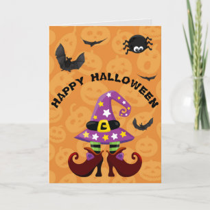 Carte Halloween drôle sorcière pieds