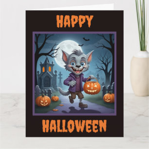 Carte Halloween du petit loup-garou