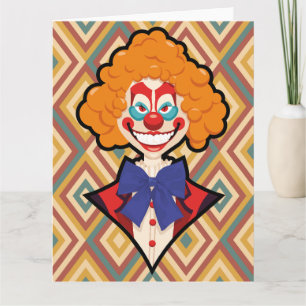 Carte Halloween éffrayant Clown rétro Déplaisant coloré