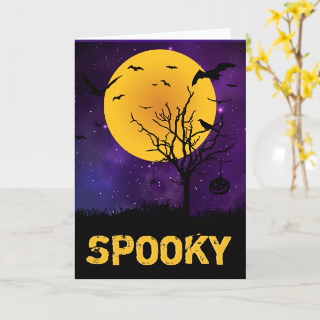 Carte Halloween éffrayant Lune (Fleur jaune)