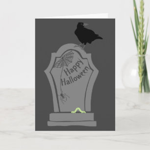 Carte Halloween éffrayant Tombstone et Black Crow