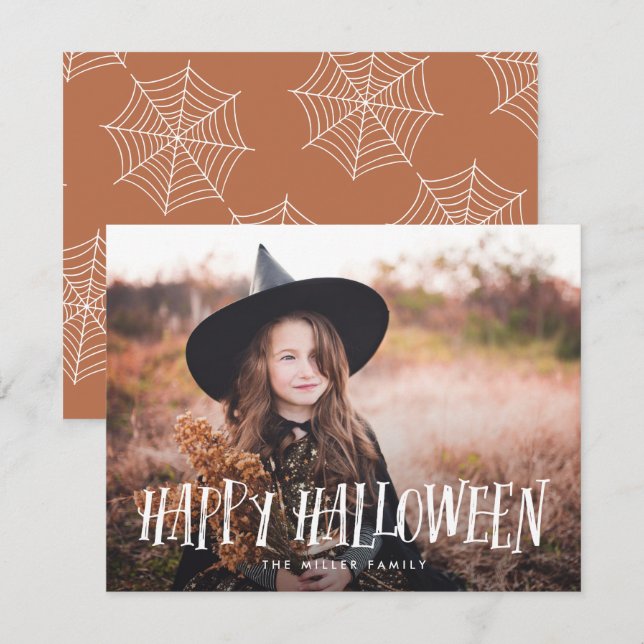 Carte Halloween élégant et heureux Photo complète (Devant / Derrière)