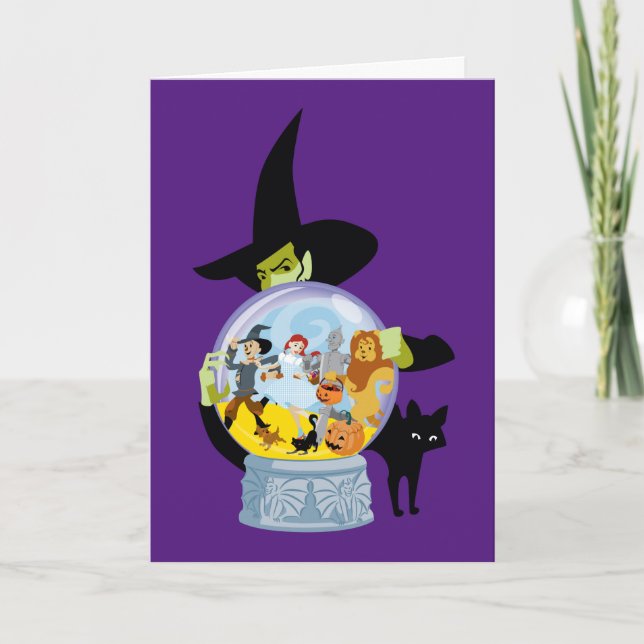 Carte Halloween en cristal de sorcière méchante (Devant)