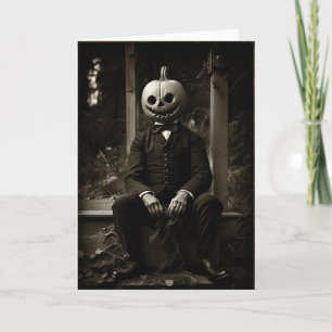 Carte Halloween en tête de Citrouille vintage