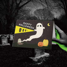 Carte Halloween Fantôme avec Lampe de Poche Extrao