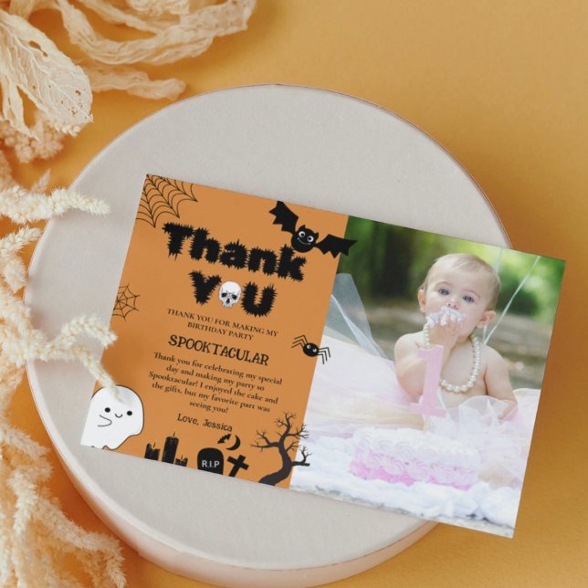 Carte Halloween Fantôme Éffrayant Anniversaire Merci (Créateur téléchargé)