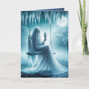 Carte Halloween Fantôme Manger Un Cône De Crème Glaciair