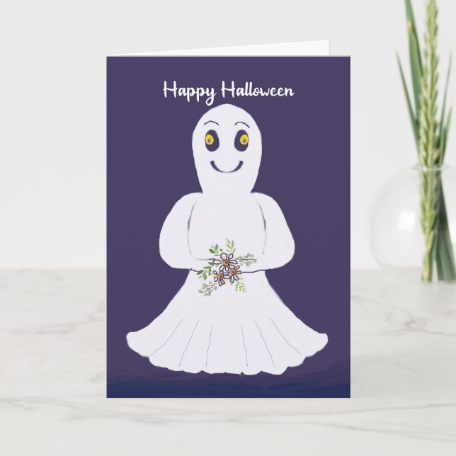 Carte Halloween Fantôme pour les enfants (Devant)