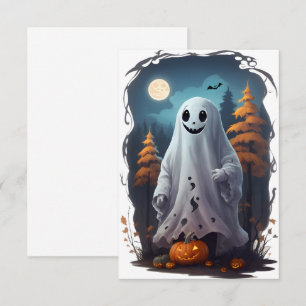 Carte Halloween - Fantôme souriant