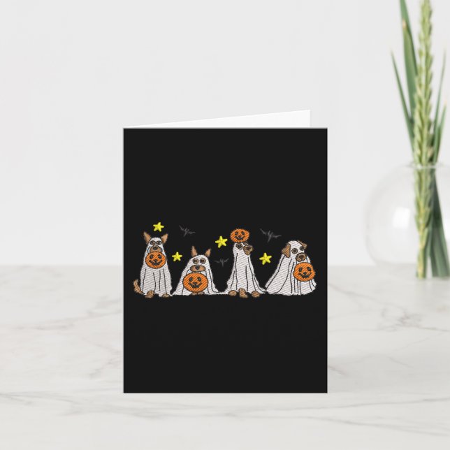 Carte Halloween Femmes Ghost Chien Broderie Effet Concep (Devant)