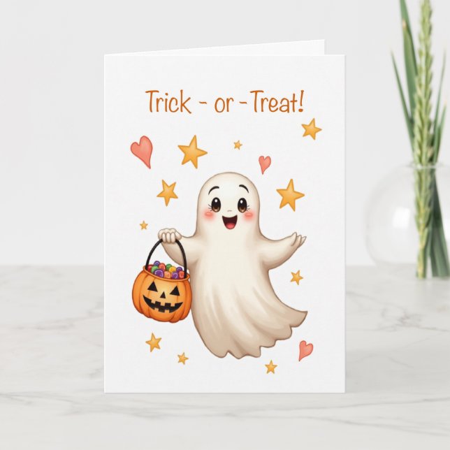 Carte Halloween fille boitiful Trick ou traiter mignonne (Devant)