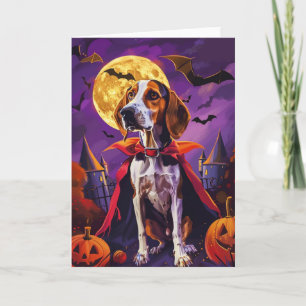 Carte Halloween Foxhound Américain Citrouille Épouvantab