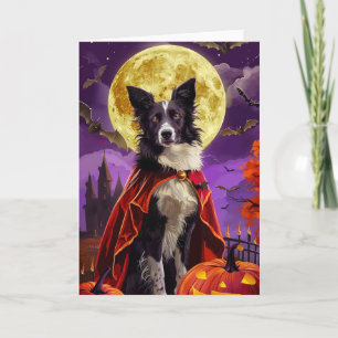 Carte Halloween Frontière Collie Chien Citrouille La peu